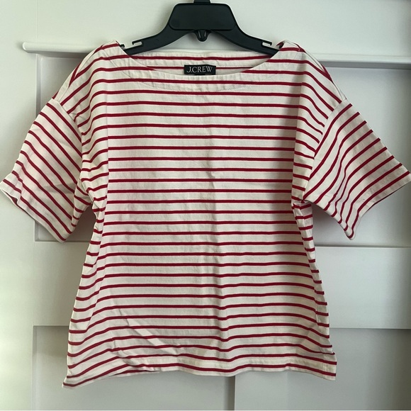 J. crew (S) Red Stripe Boatneck Tee - Picture 1 of 6